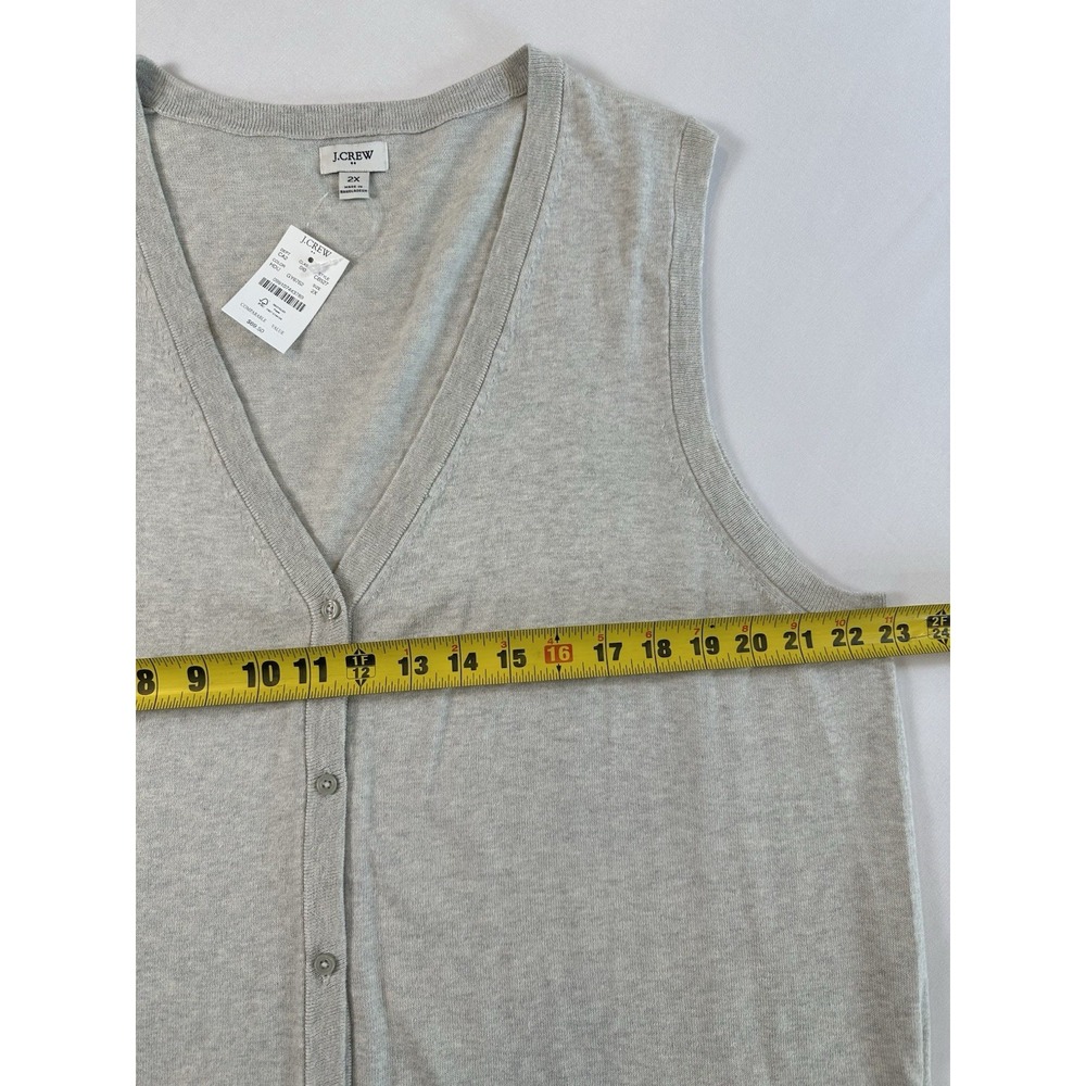J. Crew Women Gray Button Front Sweater-Vest Academia Preppy Sz XL Classic NWT - Picture 6 of 7